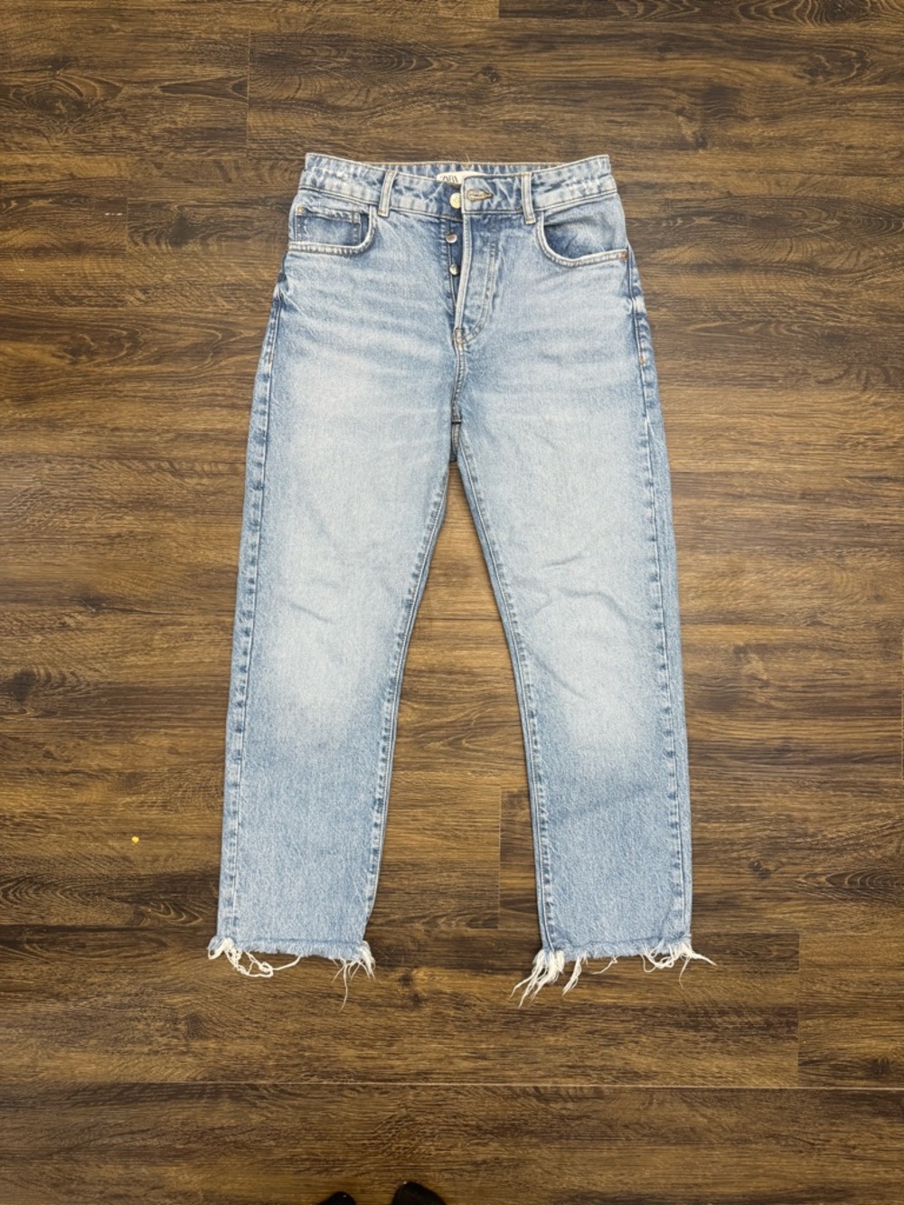 Zara Light Blue High-Rise Straight Leg Jeans